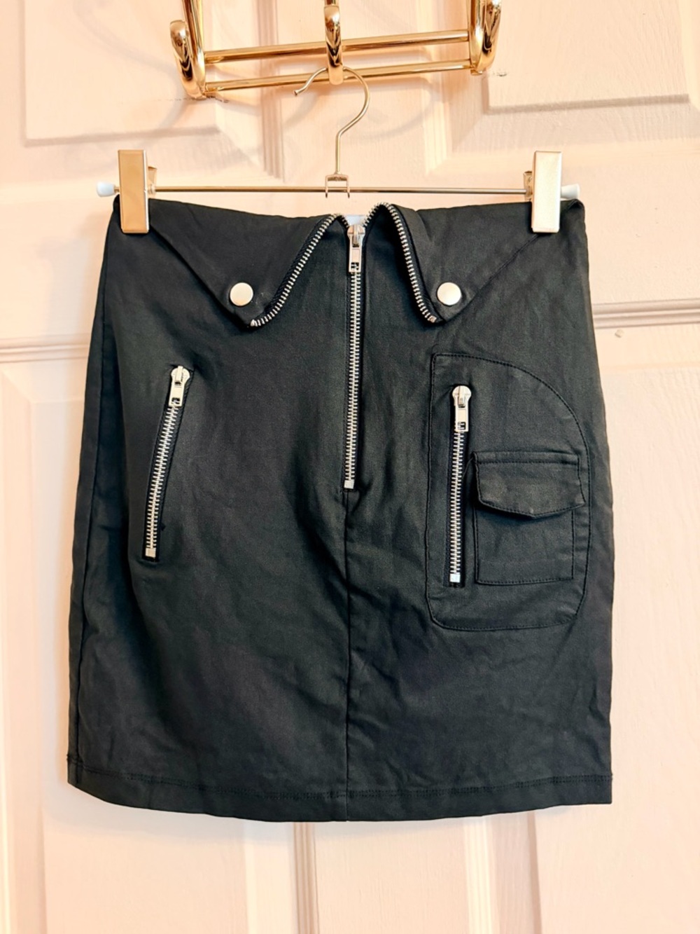 Black moto Polly mini skirt